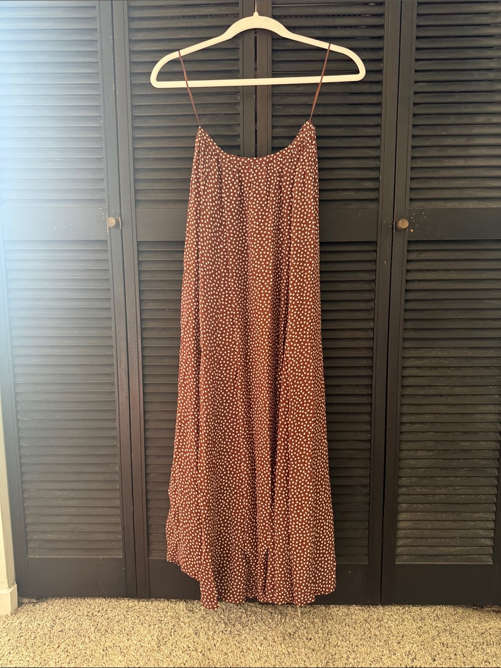 Reformation Gemma skirt in choco dot